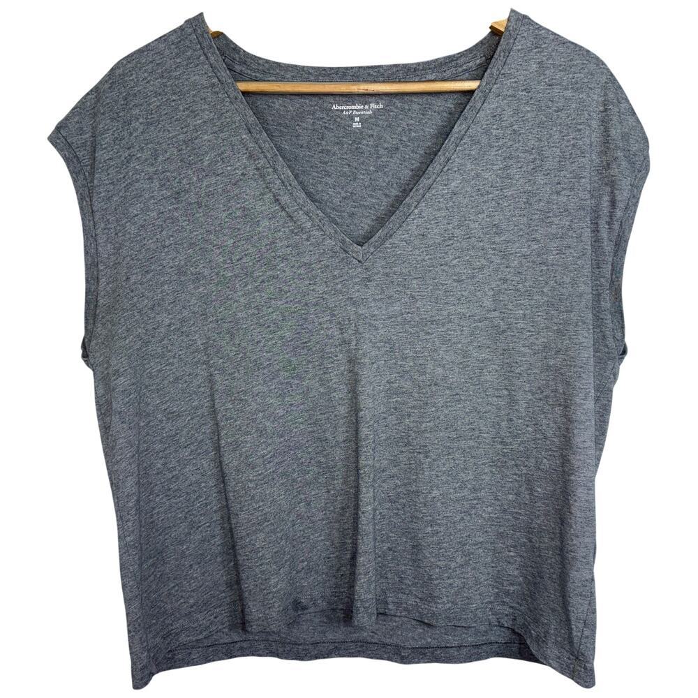 Abercrombie & Fitch AF Essential Gray Knit V-Neck Sleeveless Vest Top Size M